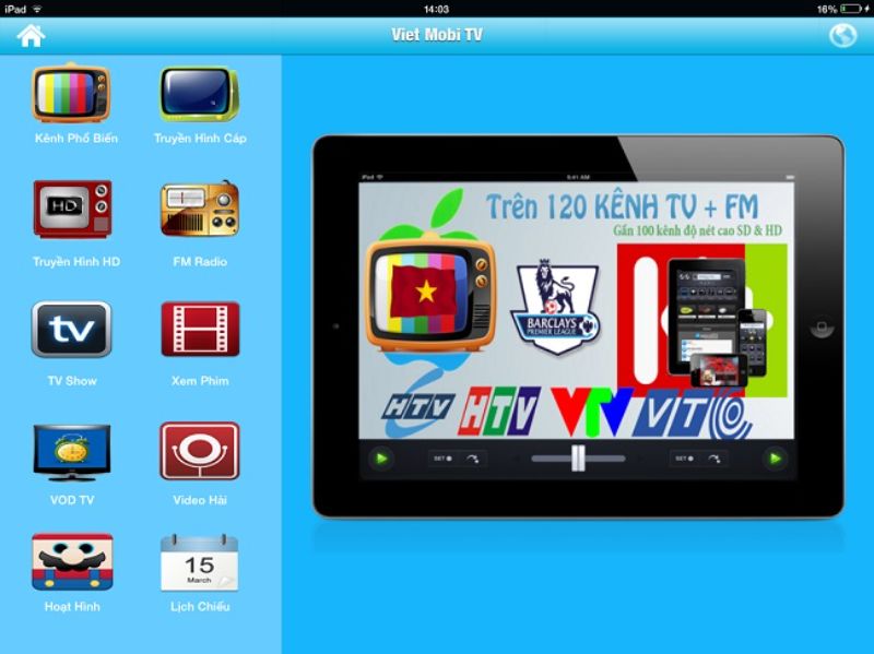Phần mềm xem bóng đá trên IOS - Mobi TV